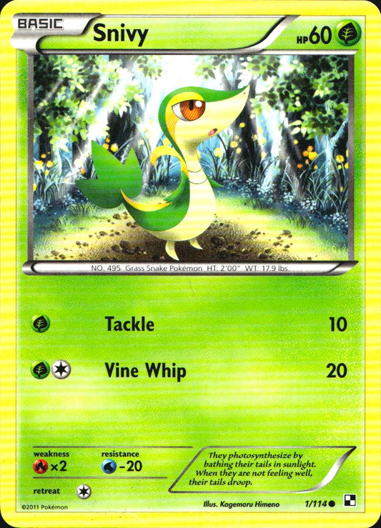 Snivy 1/114 Common Black & White Pokemon Near Mint