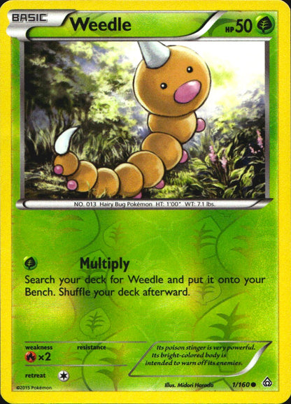 Weedle 1/160 Common Primal Clash Pokemon Reverse Holo Near Mint