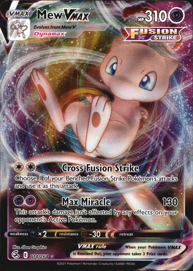 Mew VMAX 114/264 Holo Rare VMAX Fusion Strike Pokemon Near Mint