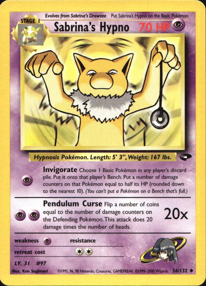 Sabrina's Hypno 56/132 Uncommon Gym Challenge Pokemon Near Mint