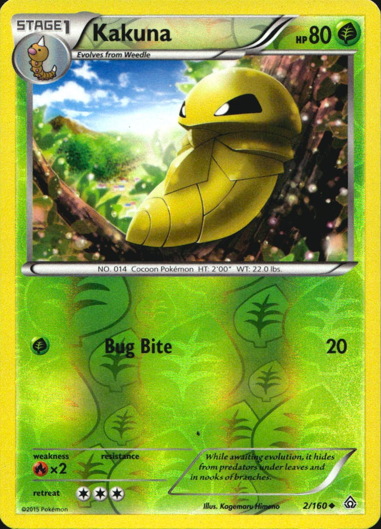 Kakuna 2/160 Uncommon Primal Clash Pokemon Reverse Holo Near Mint