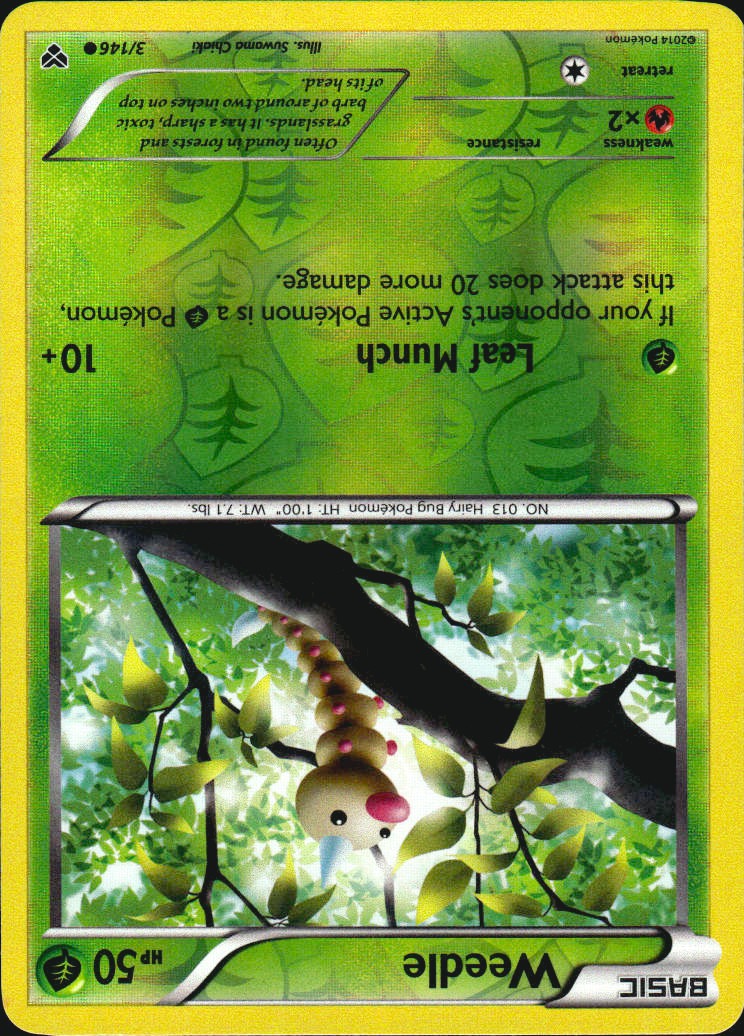 Weedle 3/146 Common XY Pokemon Reverse Holo Near Mint