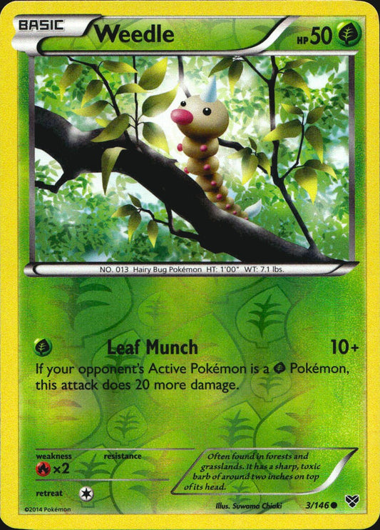 Weedle 3/146 Common XY Pokemon Reverse Holo Near Mint