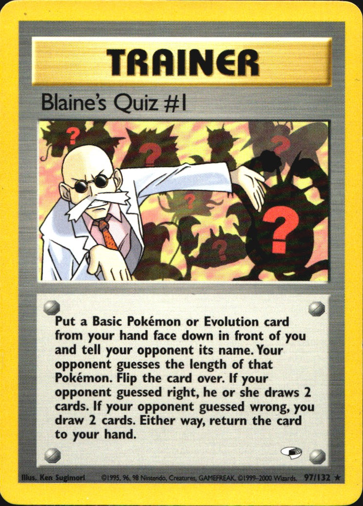 Blaine's Quiz #1 97/132 Rare Gym Heroes Pokemon Near Mint