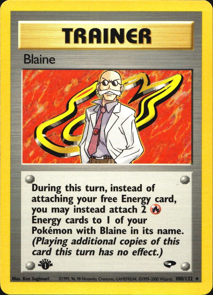 Blaine 100/132 Rare Gym Challenge Pokemon 1st Edition Near Mint