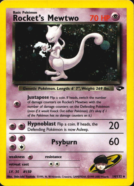 Rocket's Mewtwo 14/132 Holo Rare Gym Challenge Pokemon Lightly Played