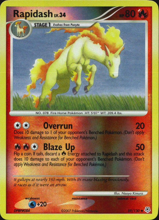 Rapidash 59/130 Uncommon Diamond & Pearl Pokemon Reverse Holo Near Mint