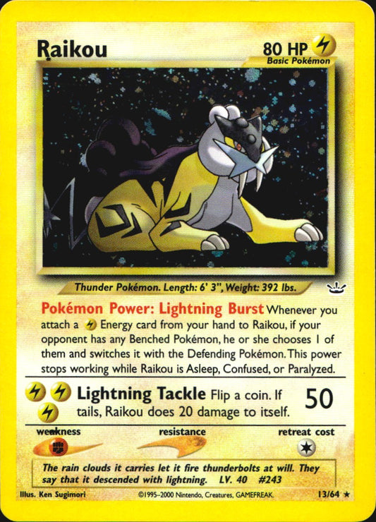 Raikou 13/64 Holo Rare Neo Revelation Pokemon Near Mint
