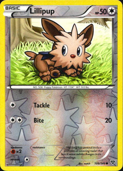 Lillipup 108/146 Common XY Pokemon Reverse Holo Near Mint