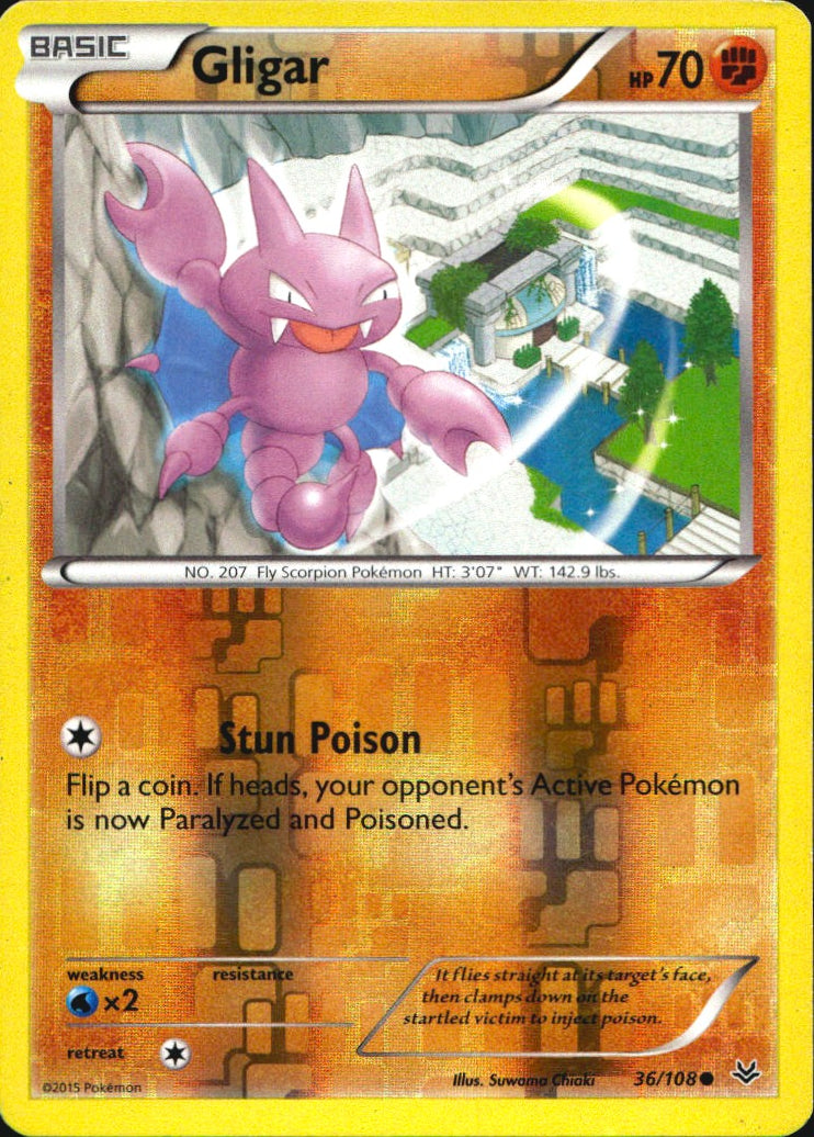 Gligar 36/108 Common Roaring Skies Pokemon Reverse Holo Near Mint