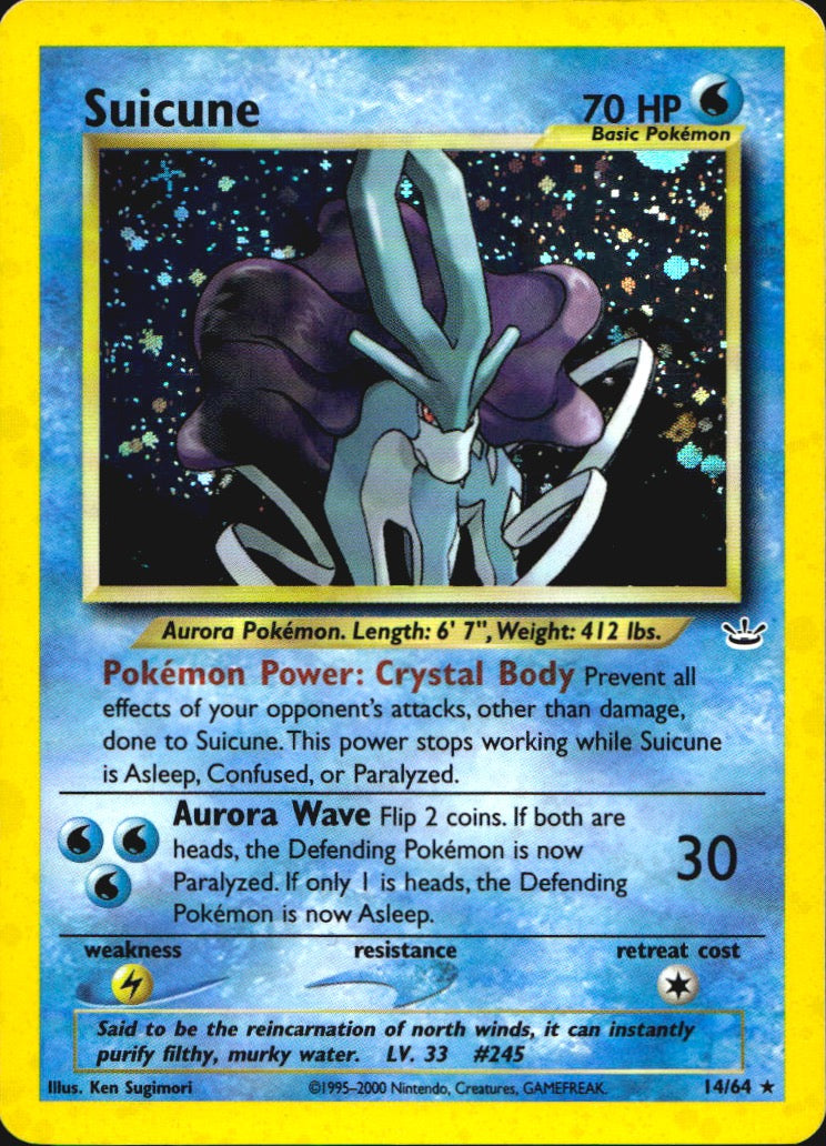 Suicune 14/64 Holo Rare Neo Revelation Pokemon Lightly Played