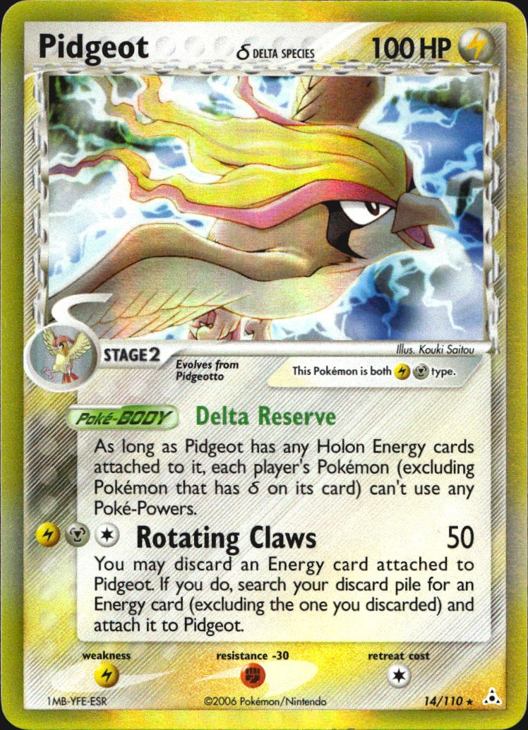Pidgeot 14/110 Holo Rare Holon Phantoms Pokemon Near Mint