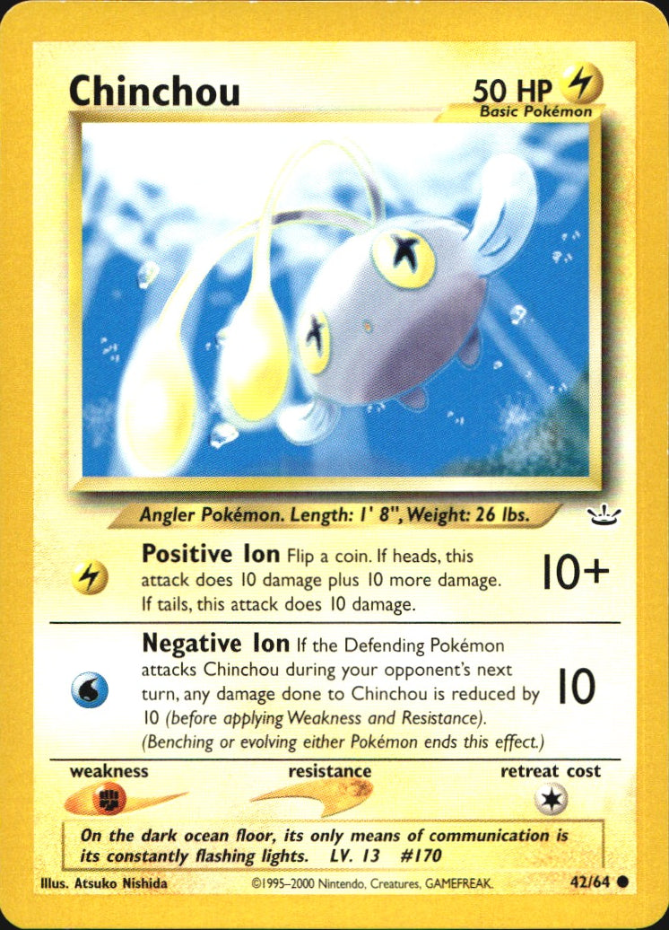 Chinchou 42/64 Common Neo Revelation Pokemon Near Mint