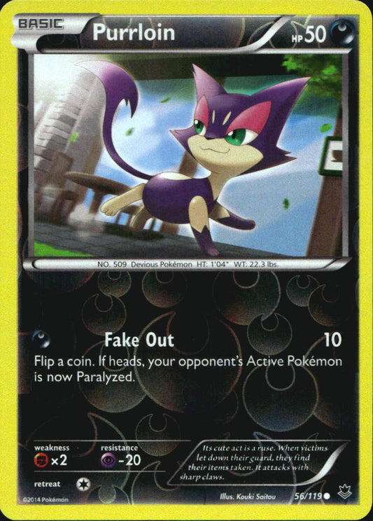 Purrloin 56/119 Common Phantom Forces Pokemon Reverse Holo Near Mint