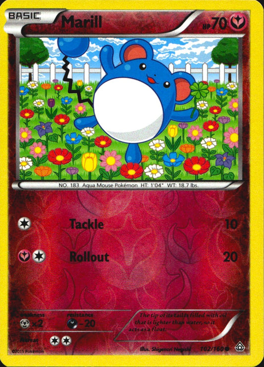 Marill 102/160 Common Primal Clash Pokemon Reverse Holo Near Mint