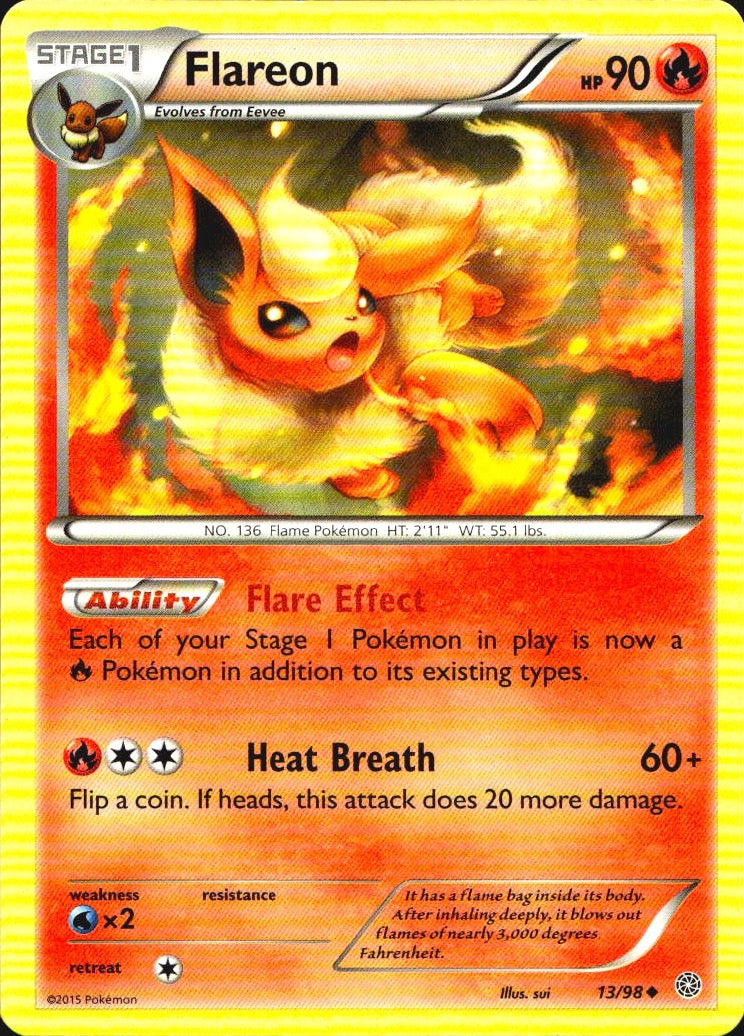 Flareon 13/98 Uncommon Ancient Origins Pokemon Near Mint
