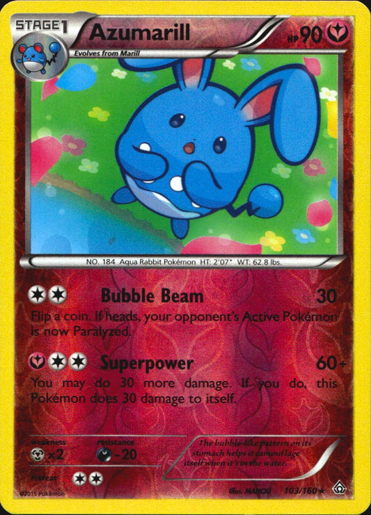 Azumarill 103/160 Rare Primal Clash Pokemon Reverse Holo Near Mint