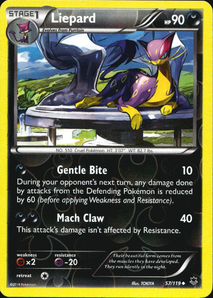 Liepard 57/119 Uncommon Phantom Forces Pokemon Reverse Holo Near Mint