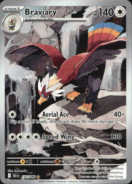Braviary 155/086 Illustration Rare Black Bolt Pokemon Near Mint