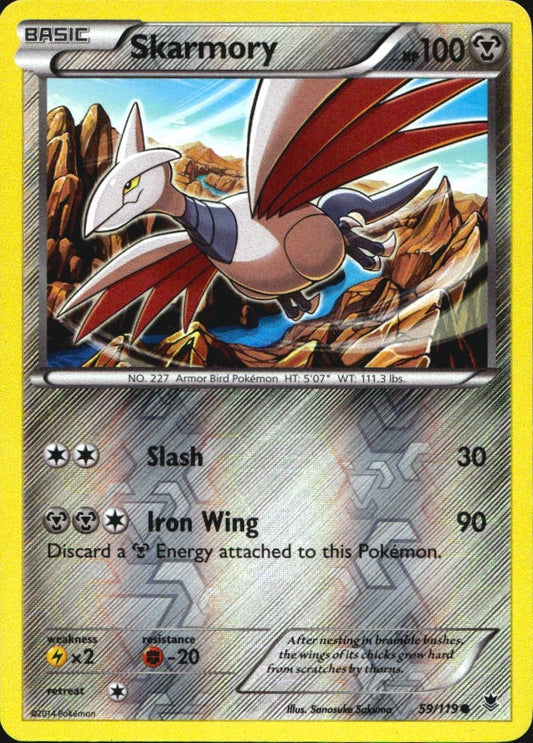 Skarmory 59/119 Common Phantom Forces Pokemon Reverse Holo Near Mint