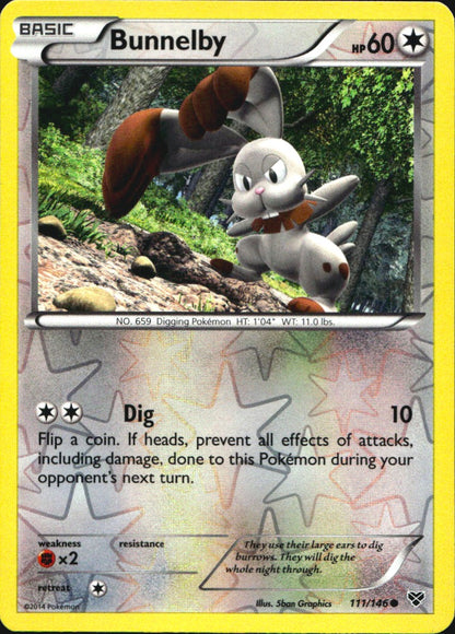 Bunnelby 111/146 Common XY Pokemon Reverse Holo Near Mint