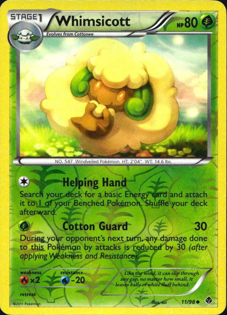 Whimsicott 11/98 Uncommon Emerging Powers Pokemon Reverse Holo Near Mint