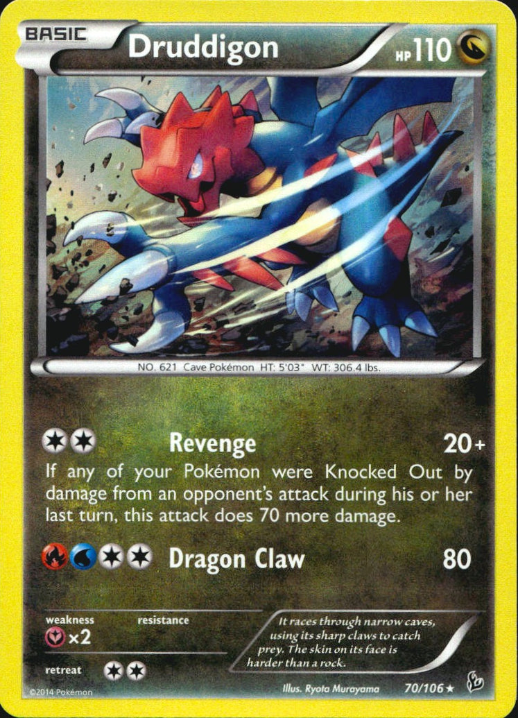 Druddigon 70/106 Holo Rare Flashfire Pokemon Near Mint