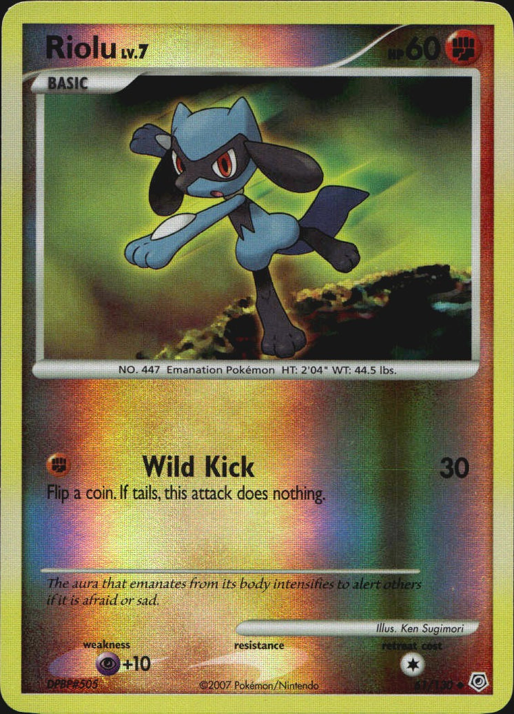 Riolu 61/130 Uncommon Diamond & Pearl Pokemon Reverse Holo Near Mint
