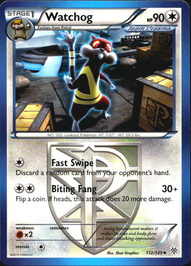 Watchog 112/135 Uncommon Plasma Storm Pokemon Near Mint