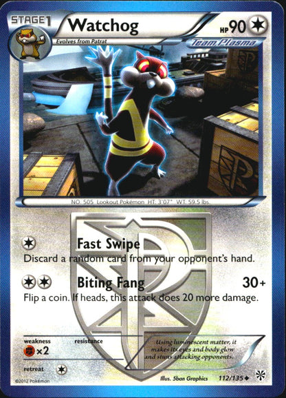 Watchog 112/135 Uncommon Plasma Storm Pokemon Near Mint