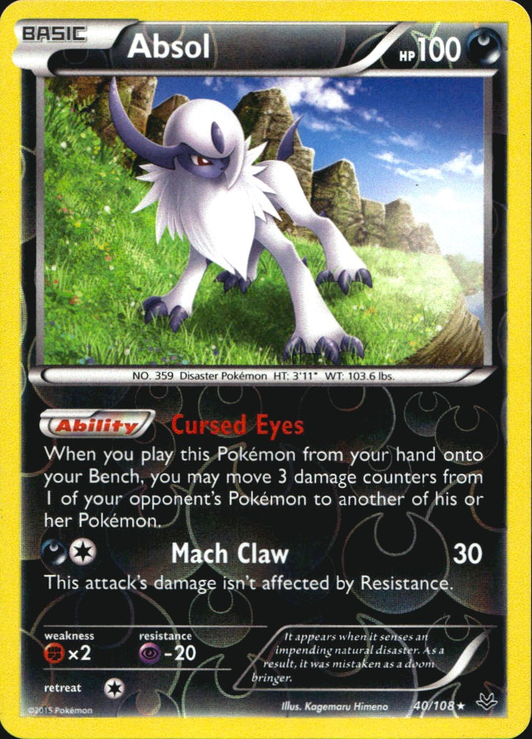 Absol 40/108 Holo Rare Roaring Skies Pokemon Reverse Holo Near Mint