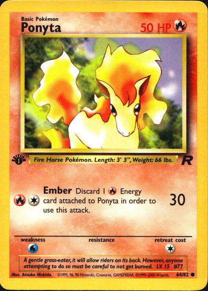 Ponyta 64/82 Common Team Rocket Pokemon 1st Edition Near Mint
