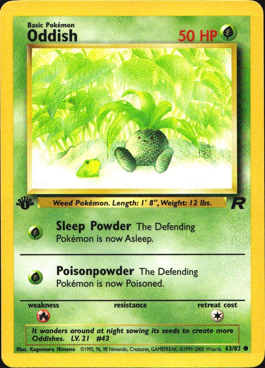 Oddish 63/82 Common Team Rocket Pokemon 1st Edition Near Mint