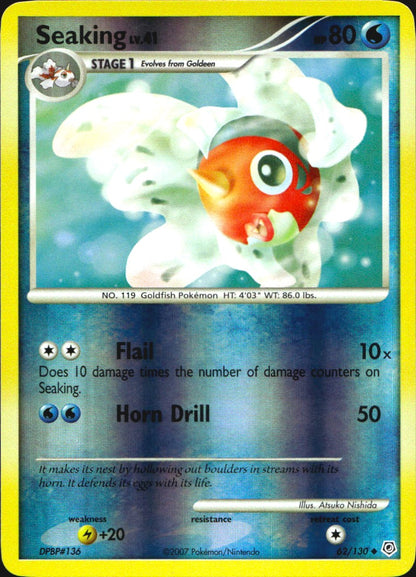Seaking 62/130 Uncommon Diamond & Pearl Pokemon Reverse Holo Near Mint