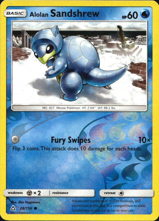 Alolan Sandshrew 28/156 Common Ultra Prism Pokemon Reverse Holo Near Mint