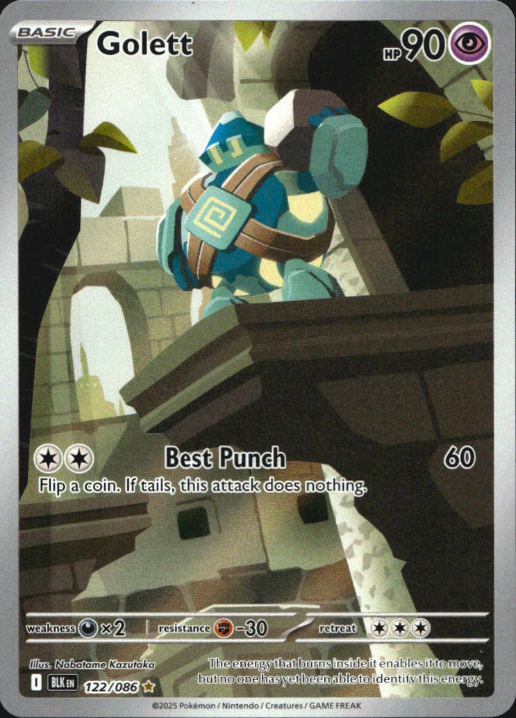 Golett 122/086 Illustration Rare Black Bolt Pokemon Near Mint