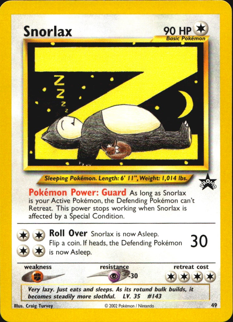Snorlax 49 Promo Wizards Black Star Promos Pokemon Near Mint