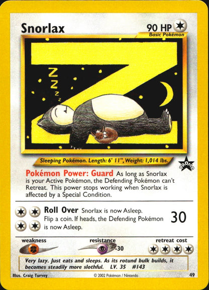 Snorlax 49 Promo Wizards Black Star Promos Pokemon Near Mint