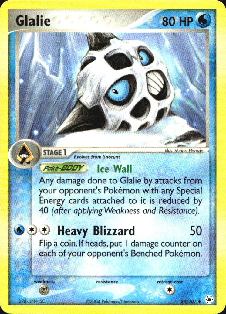Glalie 34/101 Uncommon Hidden Legends Pokemon Near Mint