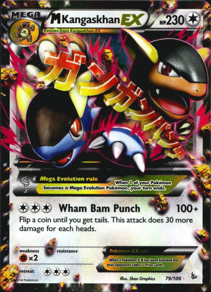 M Kangaskhan EX 79/106 Holo Rare EX Flashfire Pokemon Near Mint