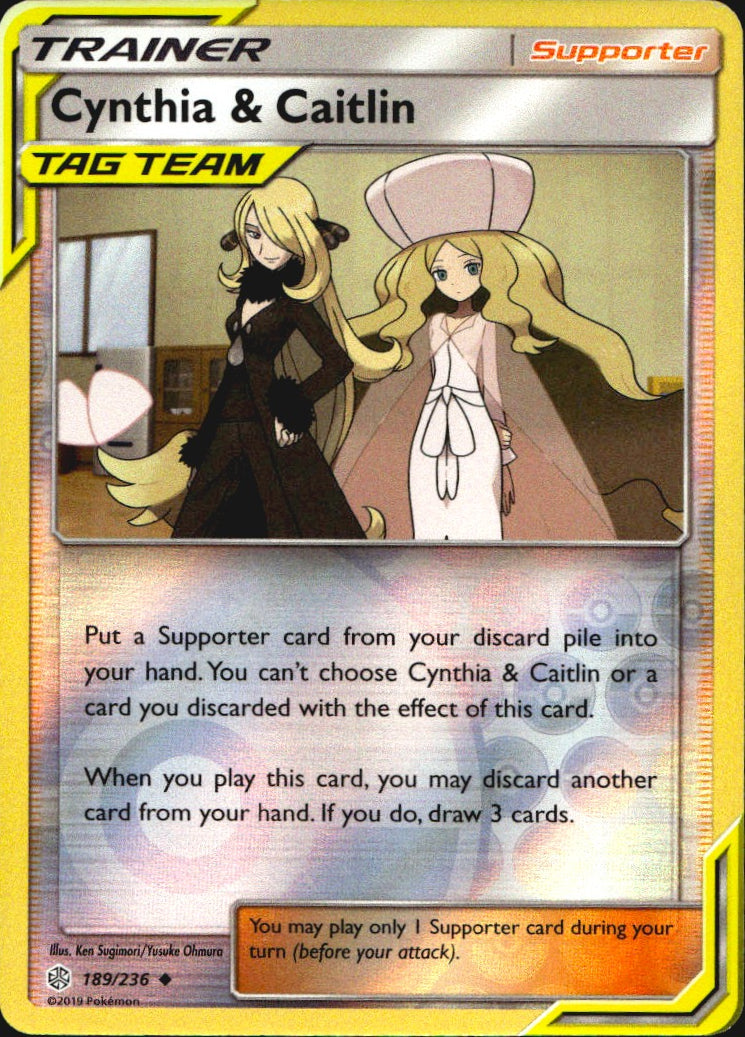 Cynthia & Caitlin 189/236 Uncommon Cosmic Eclipse Pokemon Near Mint