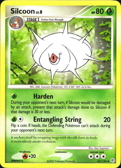 Silcoon 63/130 Uncommon Diamond & Pearl Pokemon Near Mint