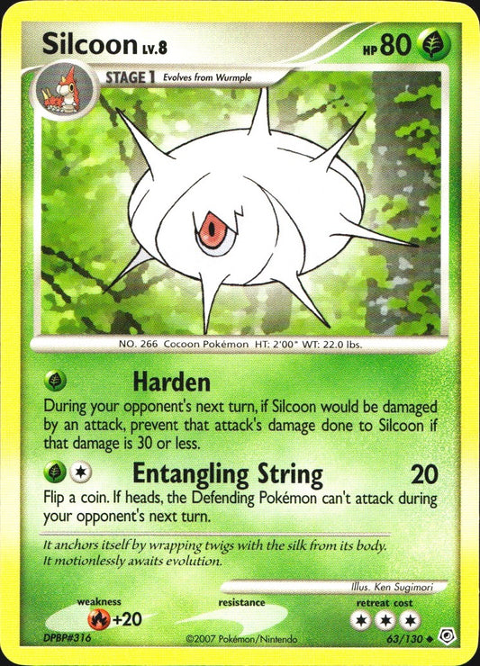 Silcoon 63/130 Uncommon Diamond & Pearl Pokemon Near Mint