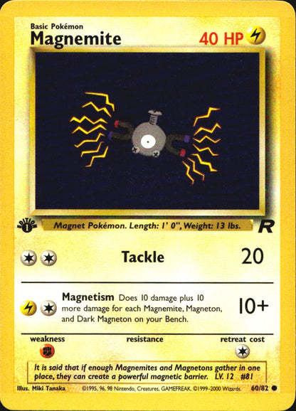 Magnemite 60/82 Common Team Rocket Pokemon 1st Edition Near Mint