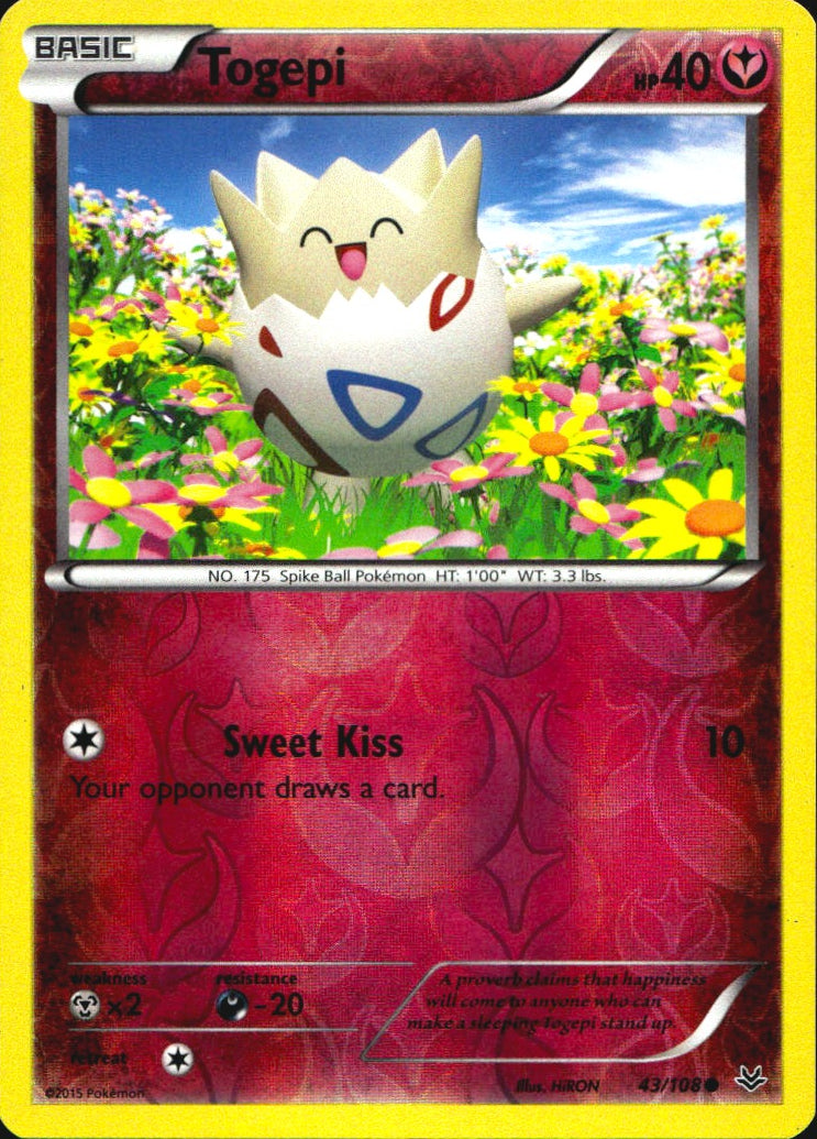 Togepi 43/108 Common Roaring Skies Pokemon Reverse Holo Near Mint