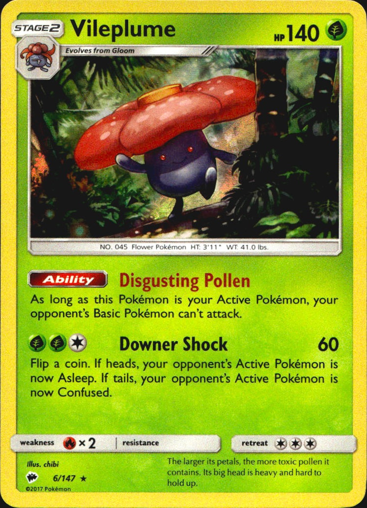 Vileplume 6/147 Holo Rare Burning Shadows Pokemon Near Mint