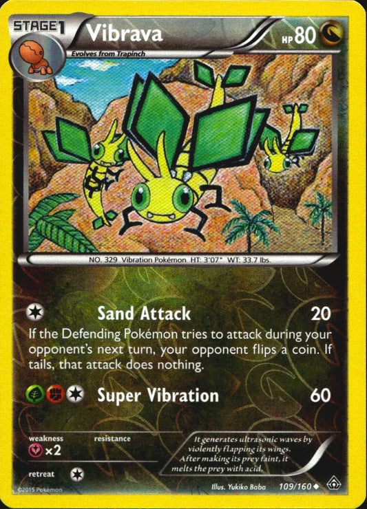 Vibrava 109/160 Uncommon Primal Clash Pokemon Reverse Holo Near Mint