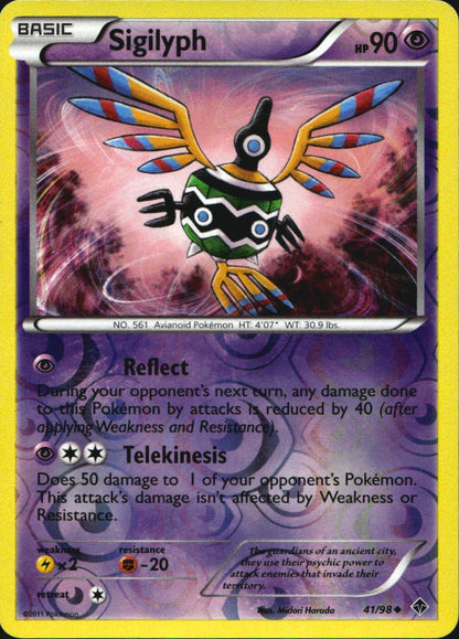 Sigilyph 41/98 Uncommon Emerging Powers Pokemon Reverse Holo Near Mint