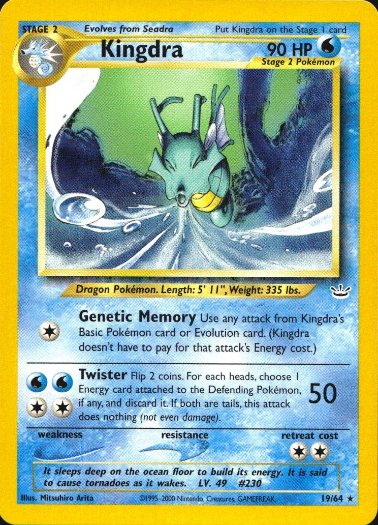 Kingdra 19/64 Rare Neo Revelation Pokemon Near Mint