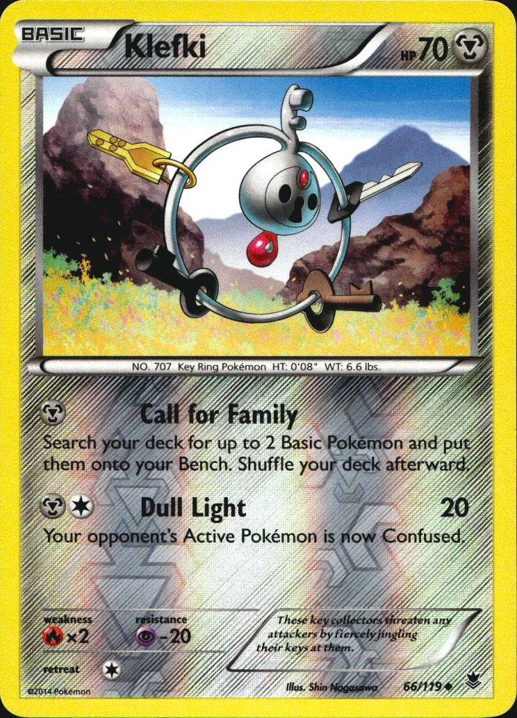 Klefki 66/119 Uncommon Phantom Forces Pokemon Reverse Holo Near Mint